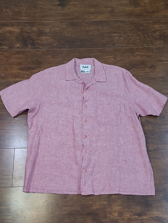 Flax Other - FLAX Men's Light Pink Linen Short-Sleeve Button-Down Shirt  Size M